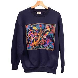 Vintage Aussie Theme Birds of Australia in Navy Blue Sweatshirt in Size Medium